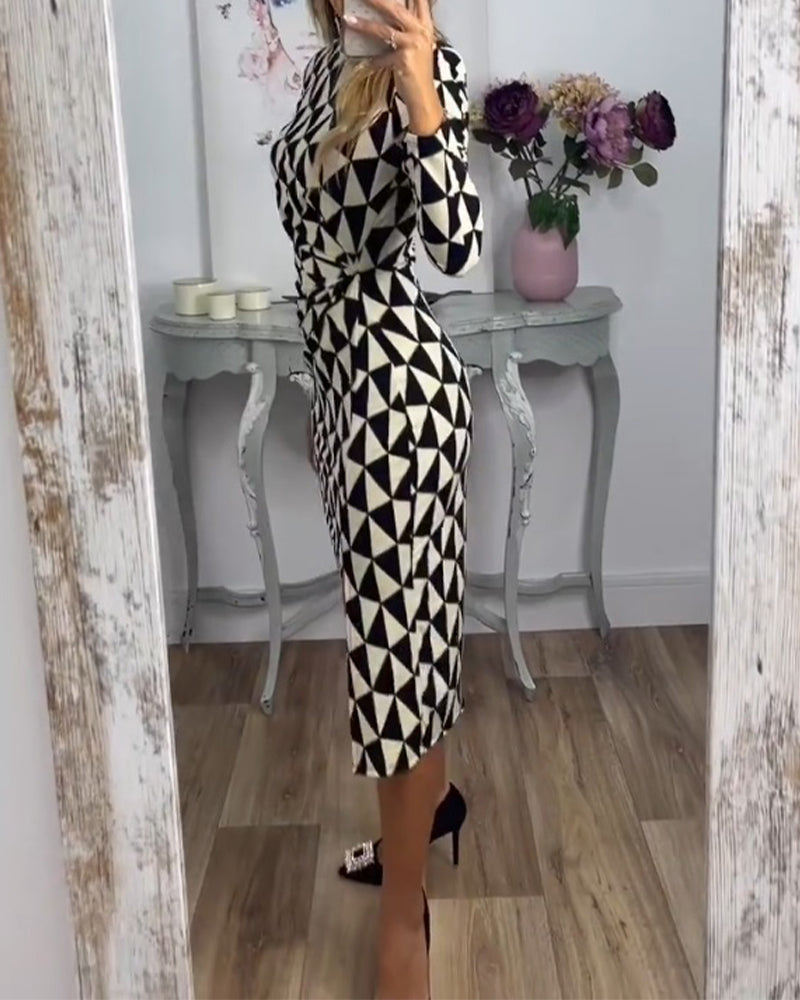 Bodycon Dress with Geometric Print