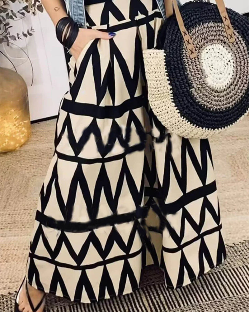 Temperamental printed wide-leg pants