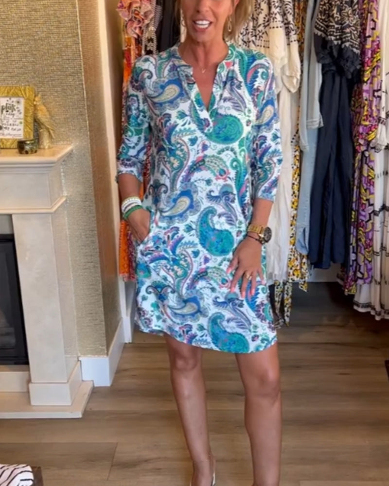 3/4 sleeve pocket dress