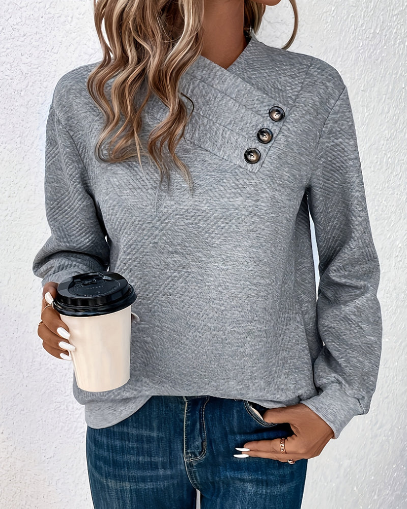 Asymmetrical Plaid Long-Sleeved Sweatshirt