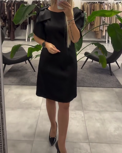 Bubble Short-Sleeved Round Neck Dress