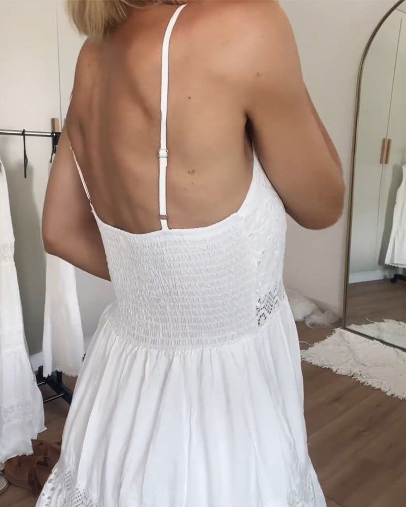 Lace patchwork suspender dress