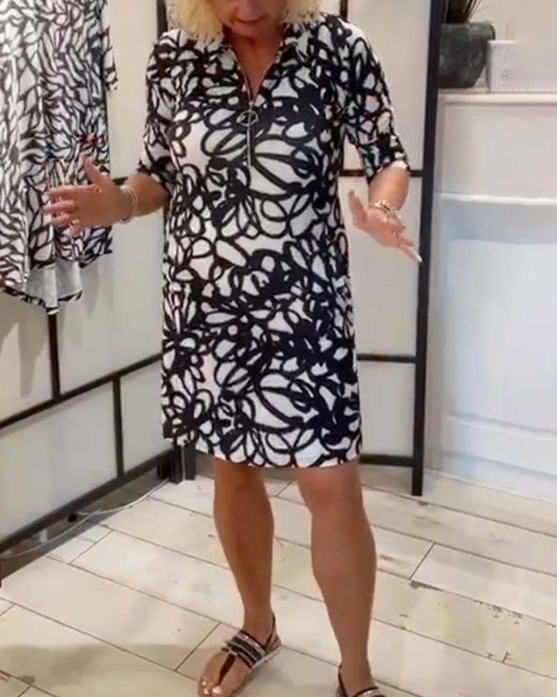 Zipper Pocket Midi Dress