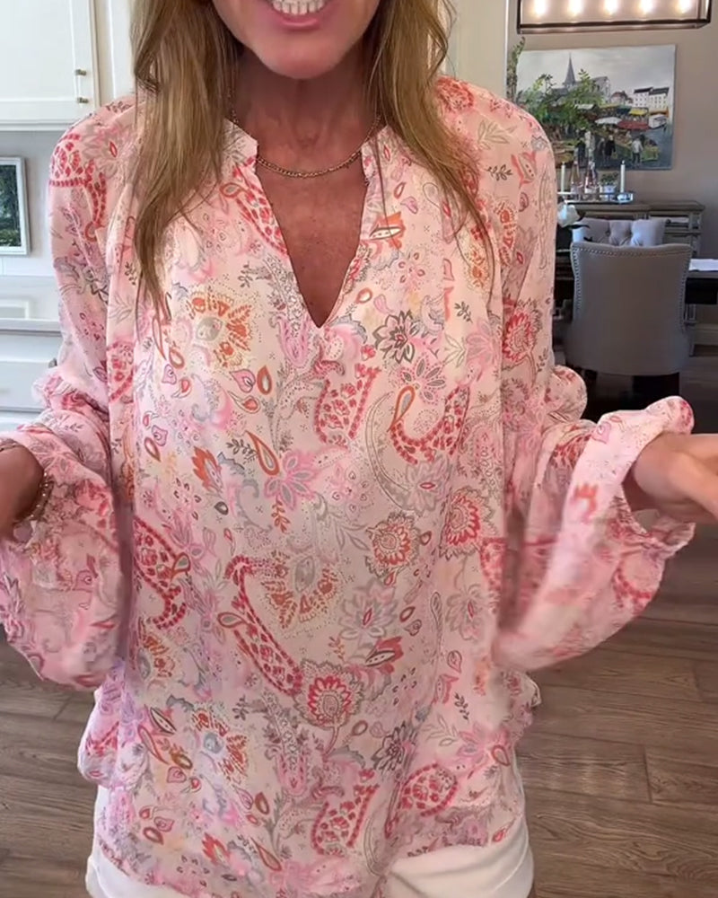 Balloon Sleeve Floral Blouse