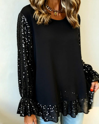 Bell-Sleeved Round Neck Top