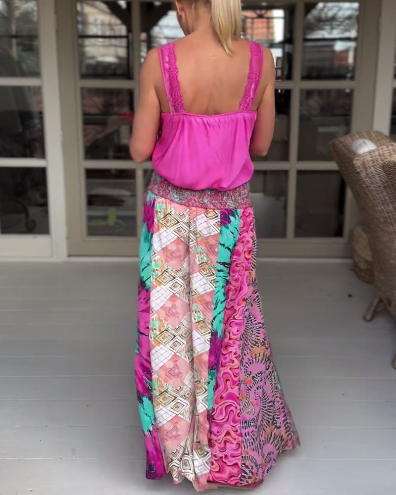 Colorful loose wide-leg pants