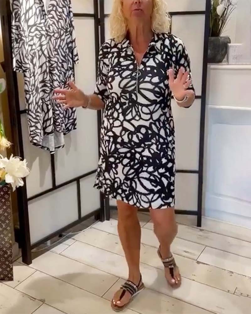 Zipper Pocket Midi Dress