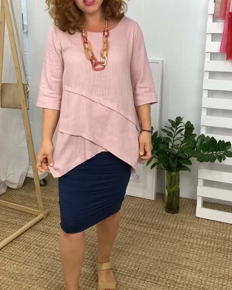 Irregular patchwork round neck comfortable top