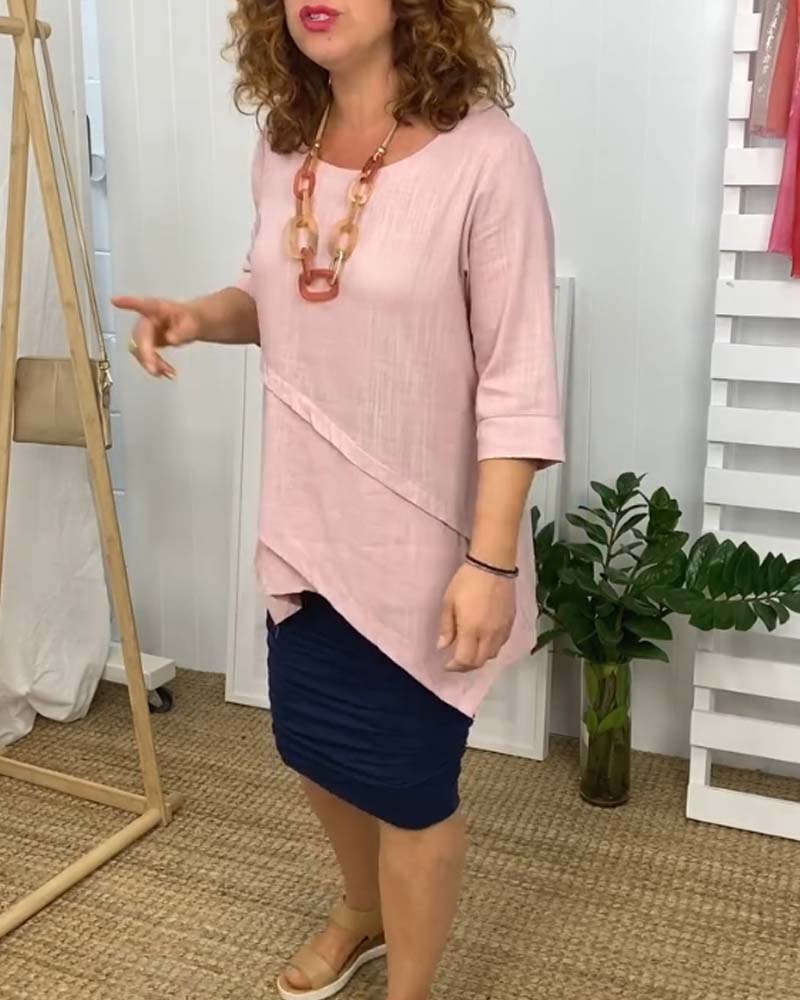 Irregular patchwork round neck comfortable top