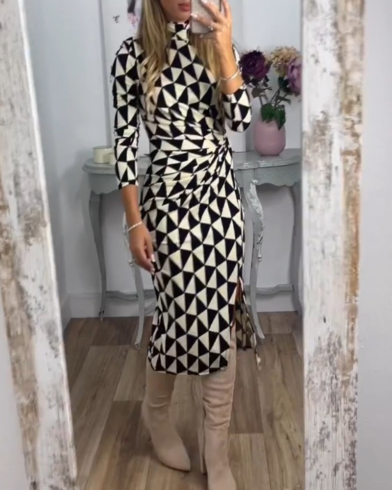 Bodycon Dress with Geometric Print