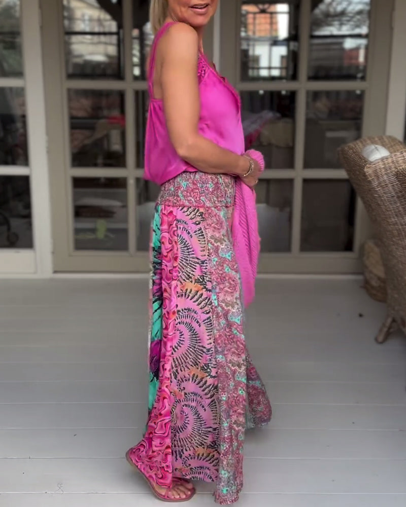 Colorful loose wide-leg pants