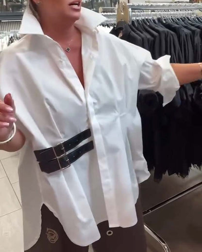 Belt Buckle Design Lapel Shirt