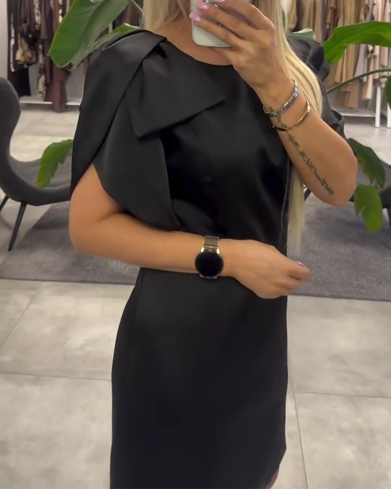 Bubble Short-Sleeved Round Neck Dress