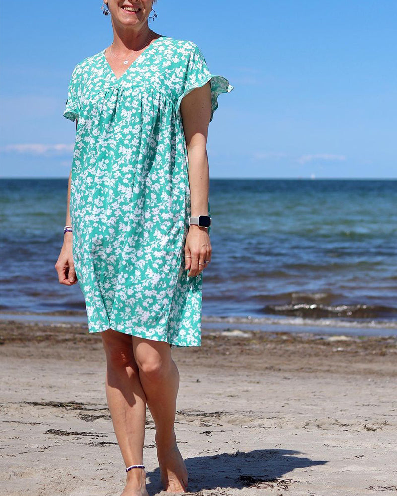 Floral ruffle sleeve dress