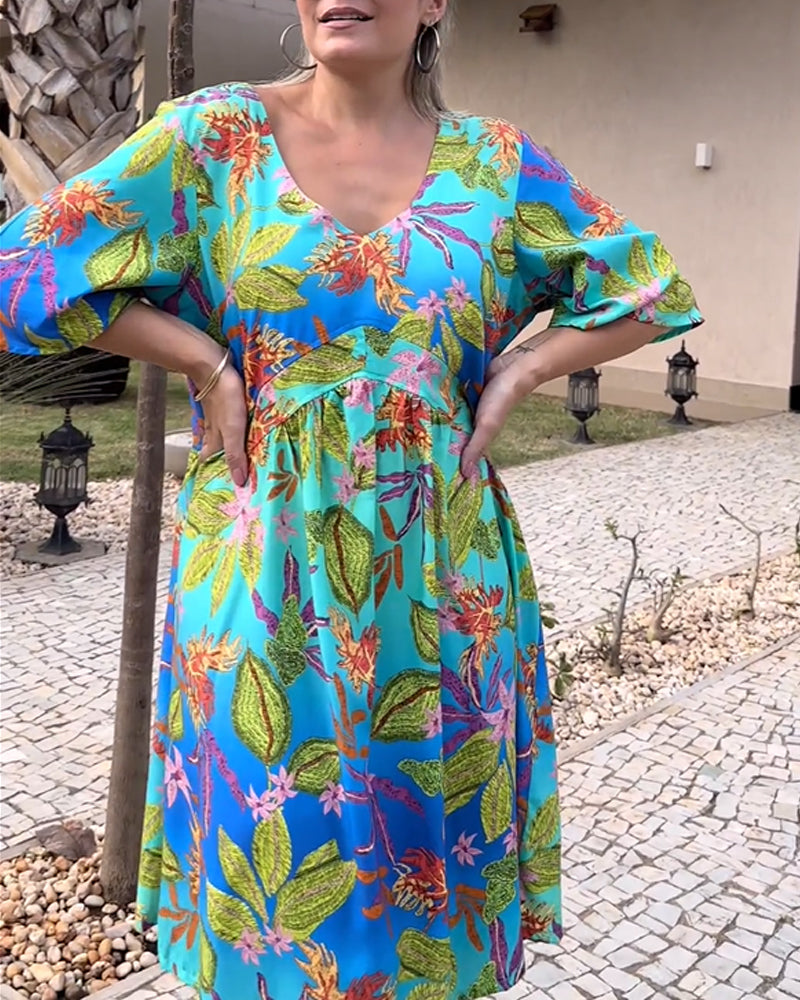 Botanical print casual dress