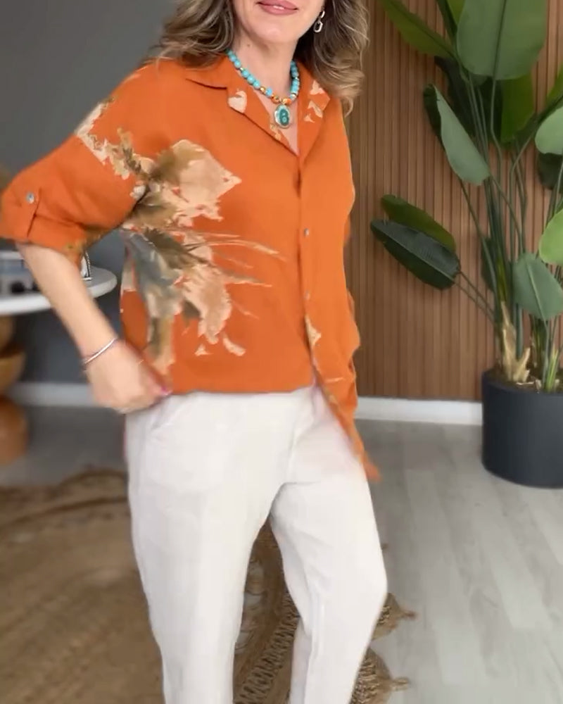 Lapel-collared button-up shirt