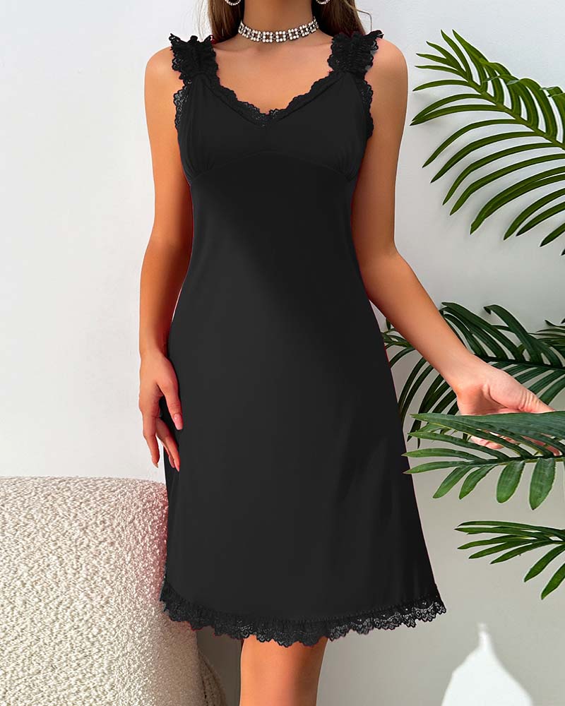Back Slit Lace Nightdress